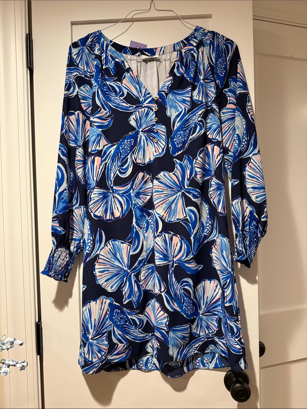 Sandro Paris Navy Blue koi  V-Neck dress